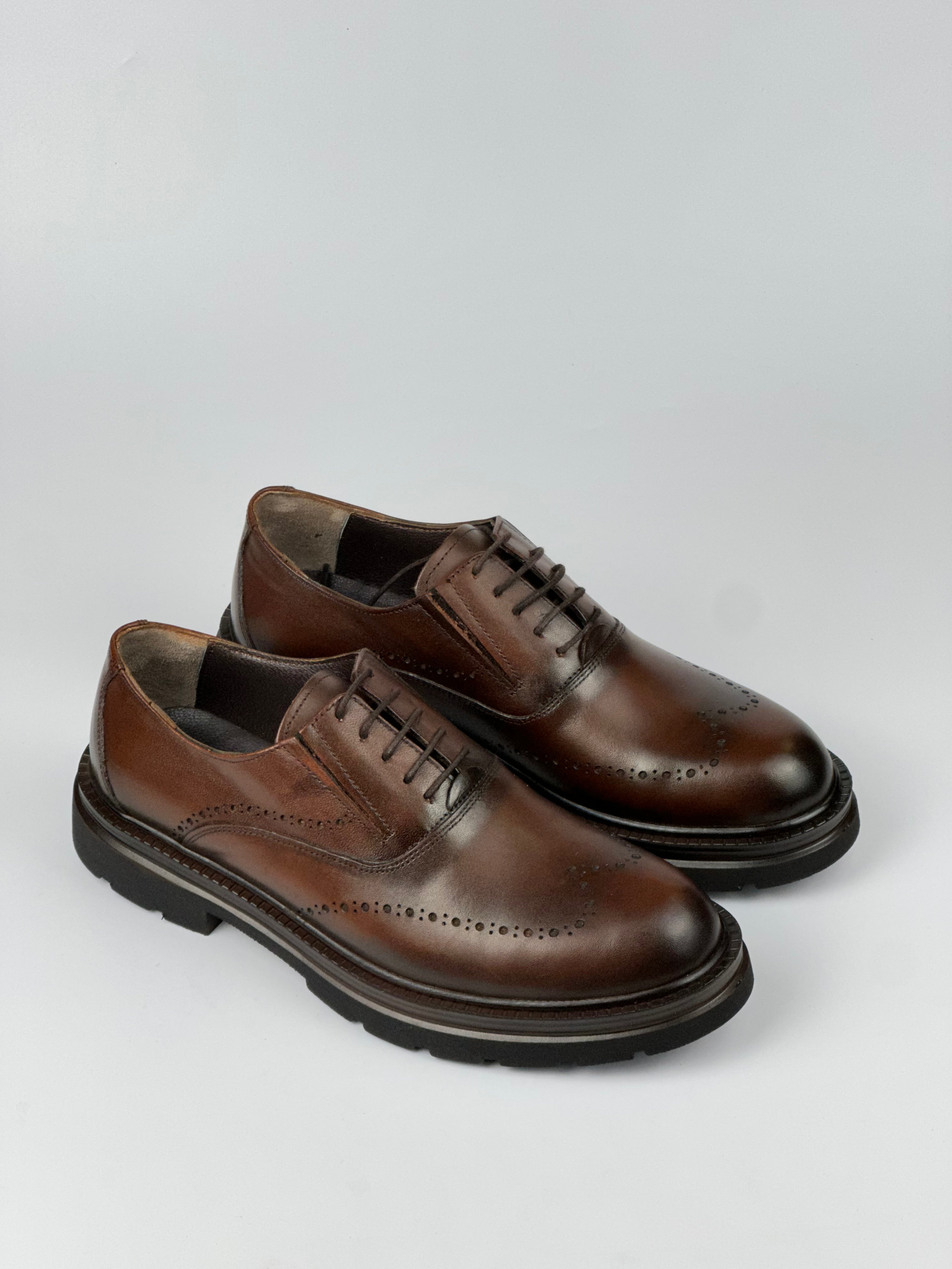 Oxford Classic Brogue Hakiki Deri Siyah Erkek Ayakkabı
