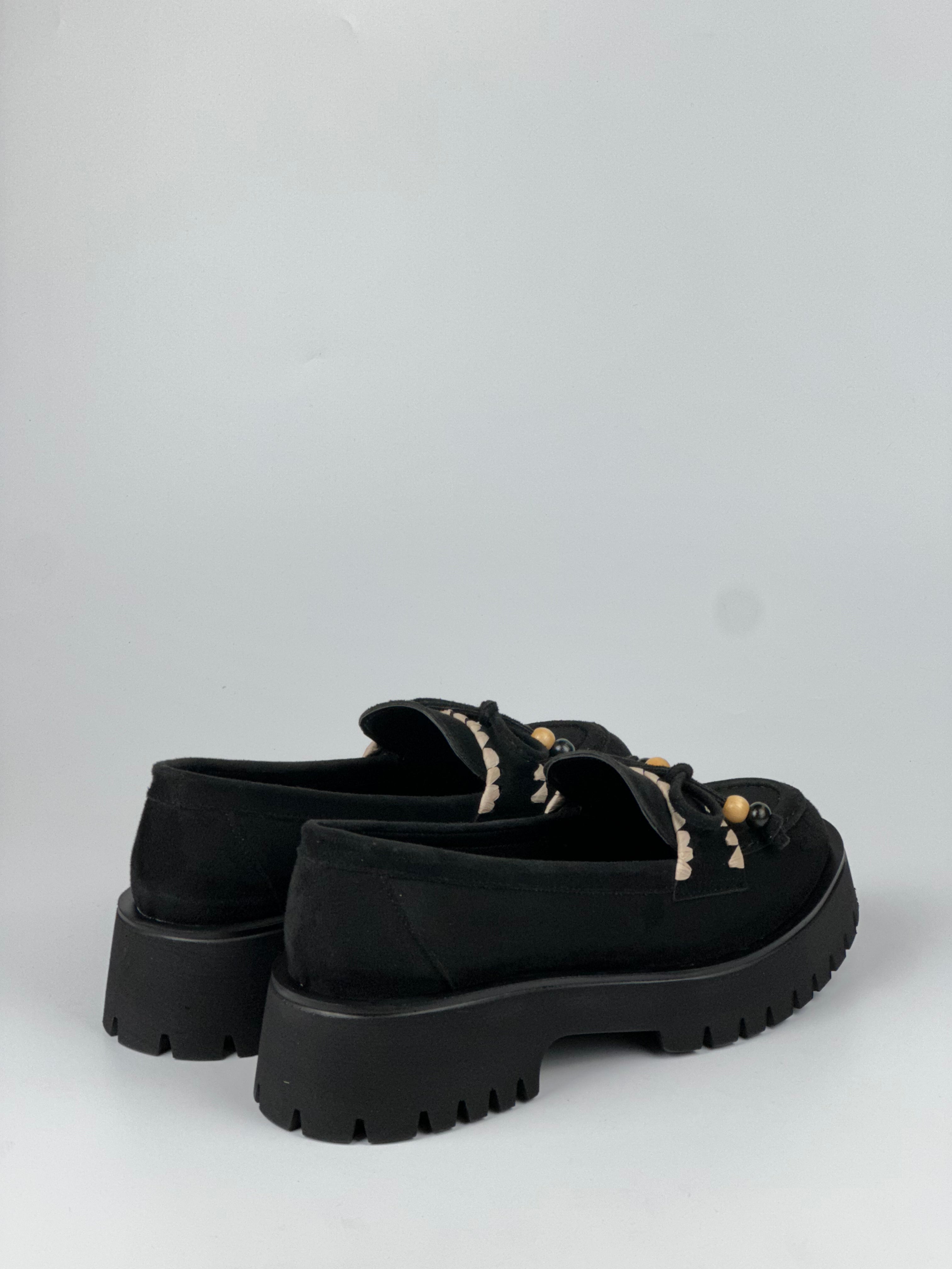 Siena Bead Bağcıklı Süet Kalın Taban Kadın Loafer