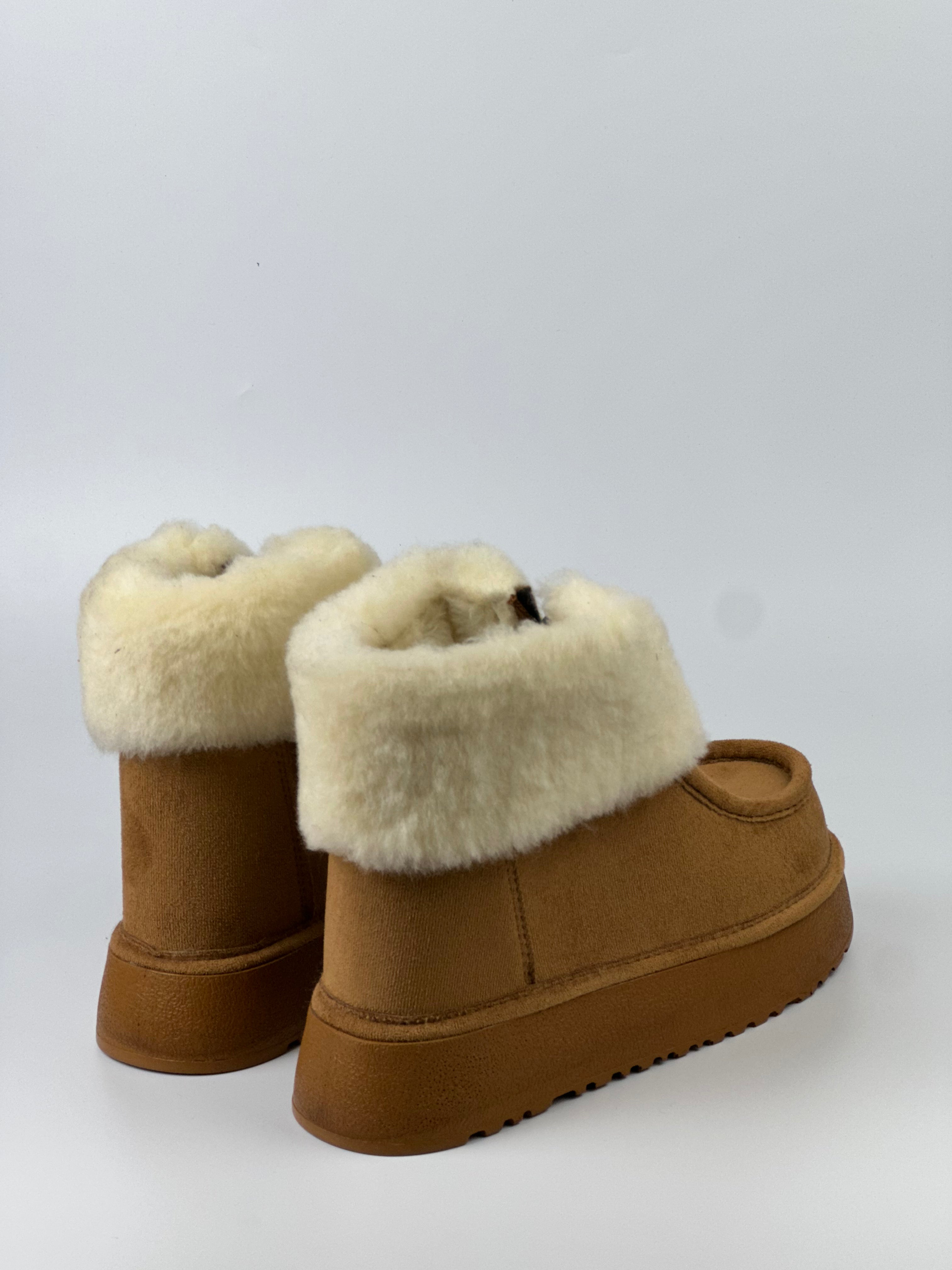 CozyFur Kadın Kürklü Fermuarlı Bot