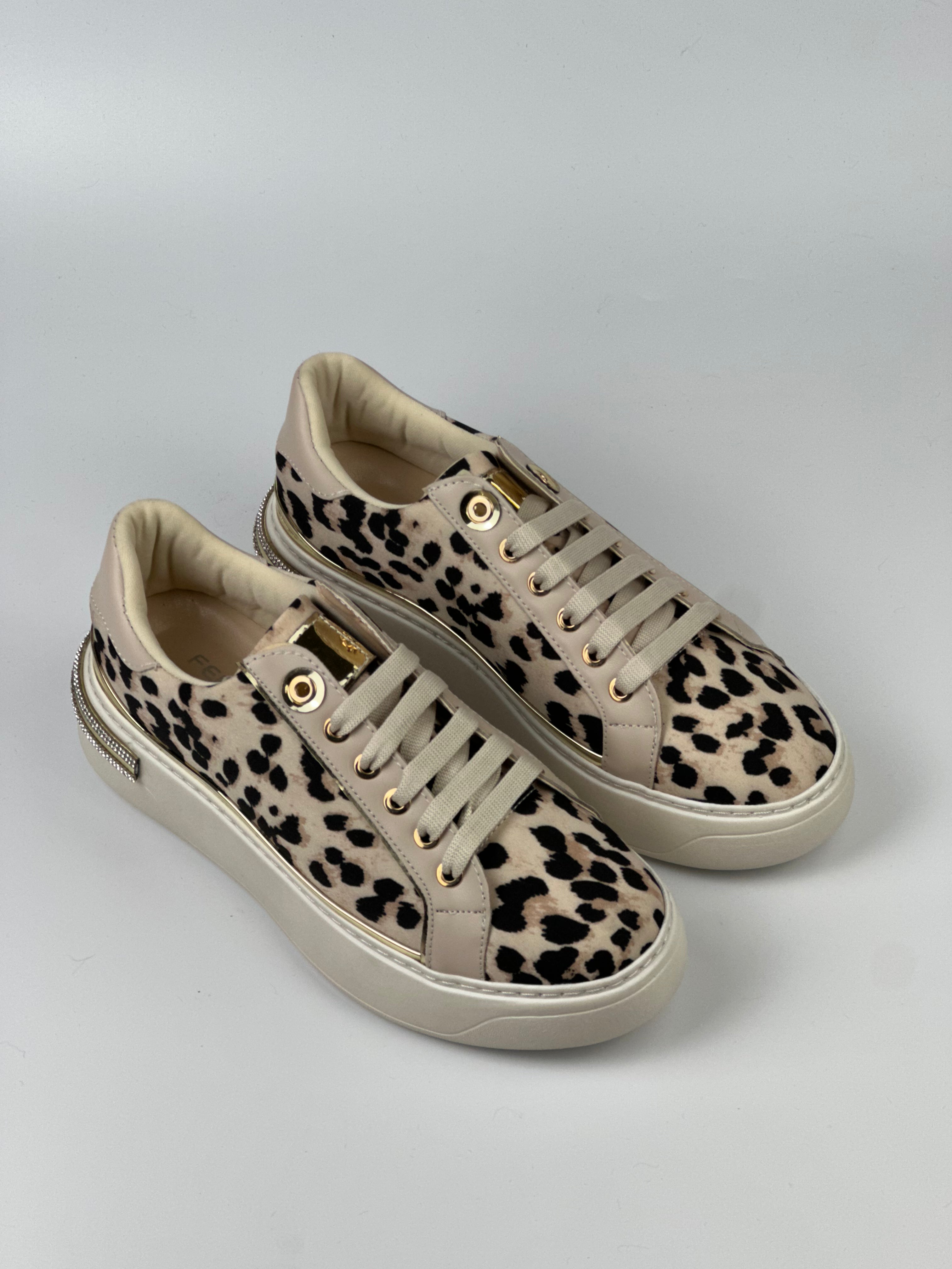 Leopard Luxe Kadın Leopar Desenli Sneaker – Bej