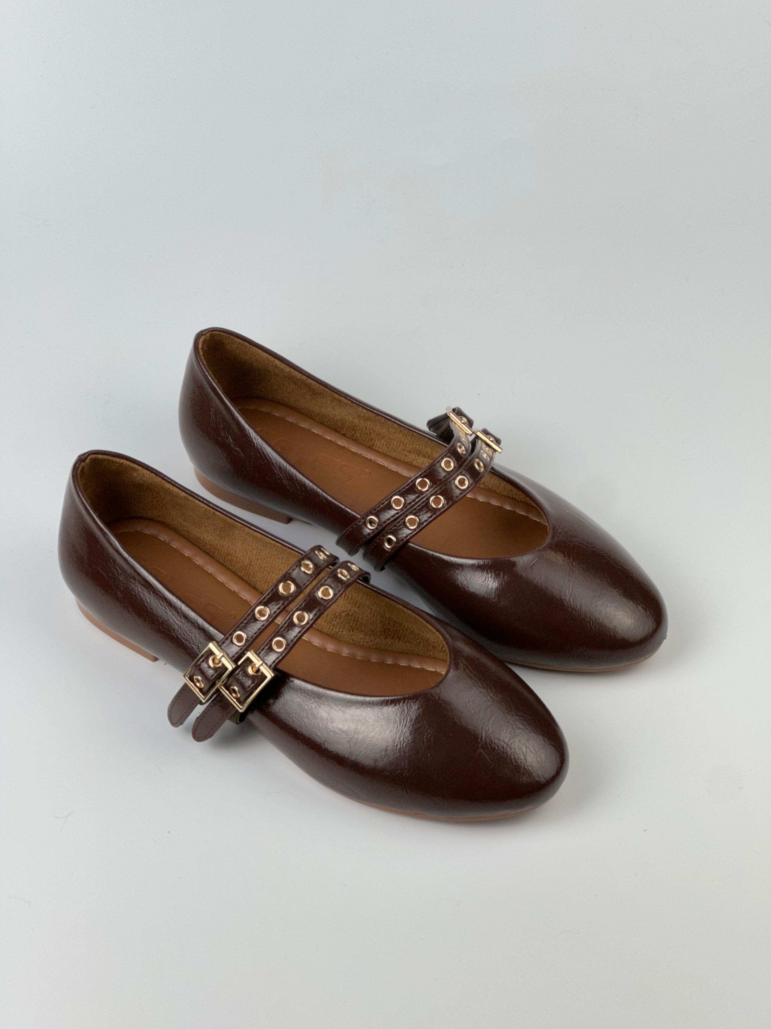 Brown Chic Kadın Kahverengi Çift Tokalı Babet