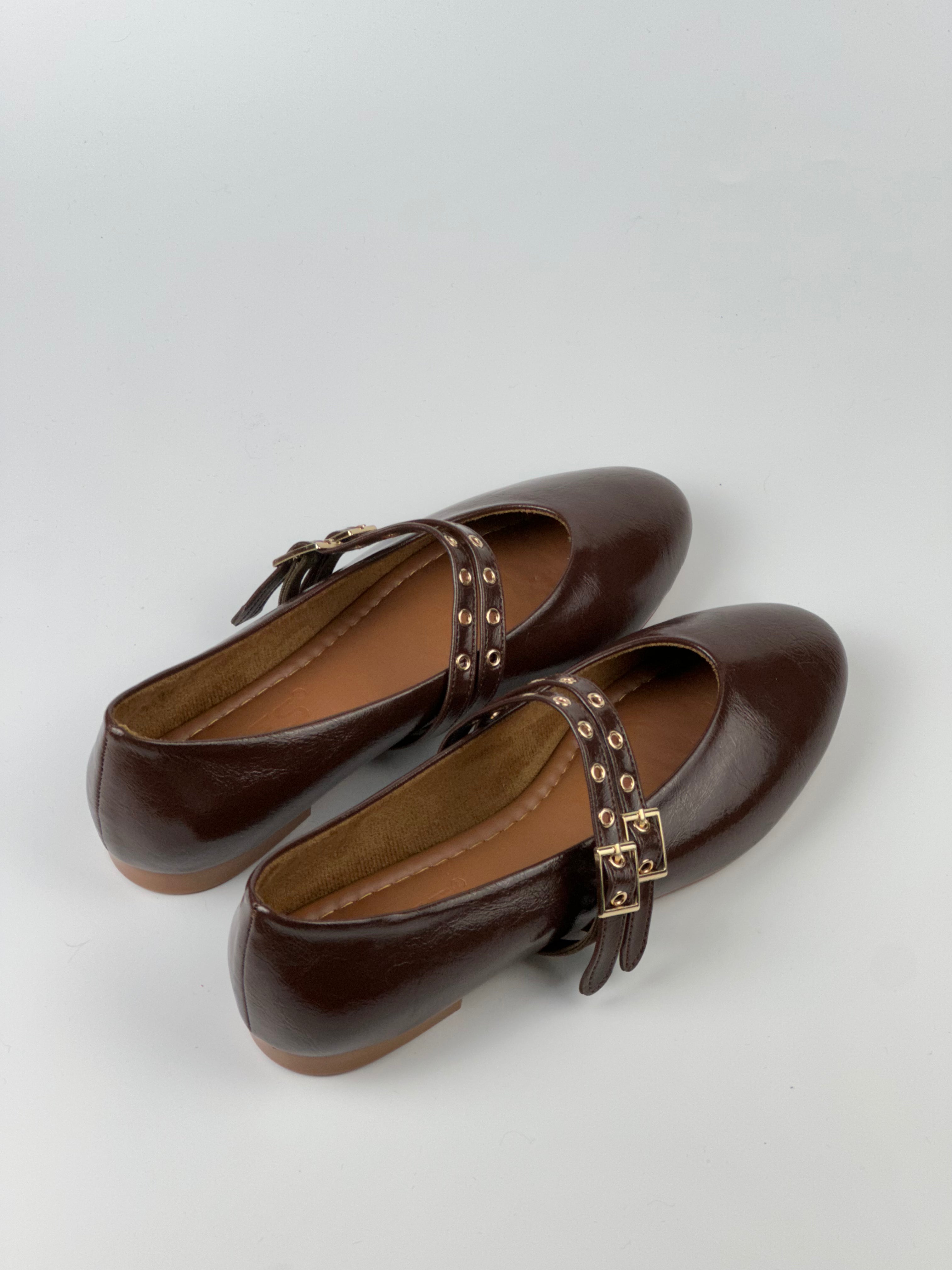 Brown Chic Kadın Kahverengi Çift Tokalı Babet