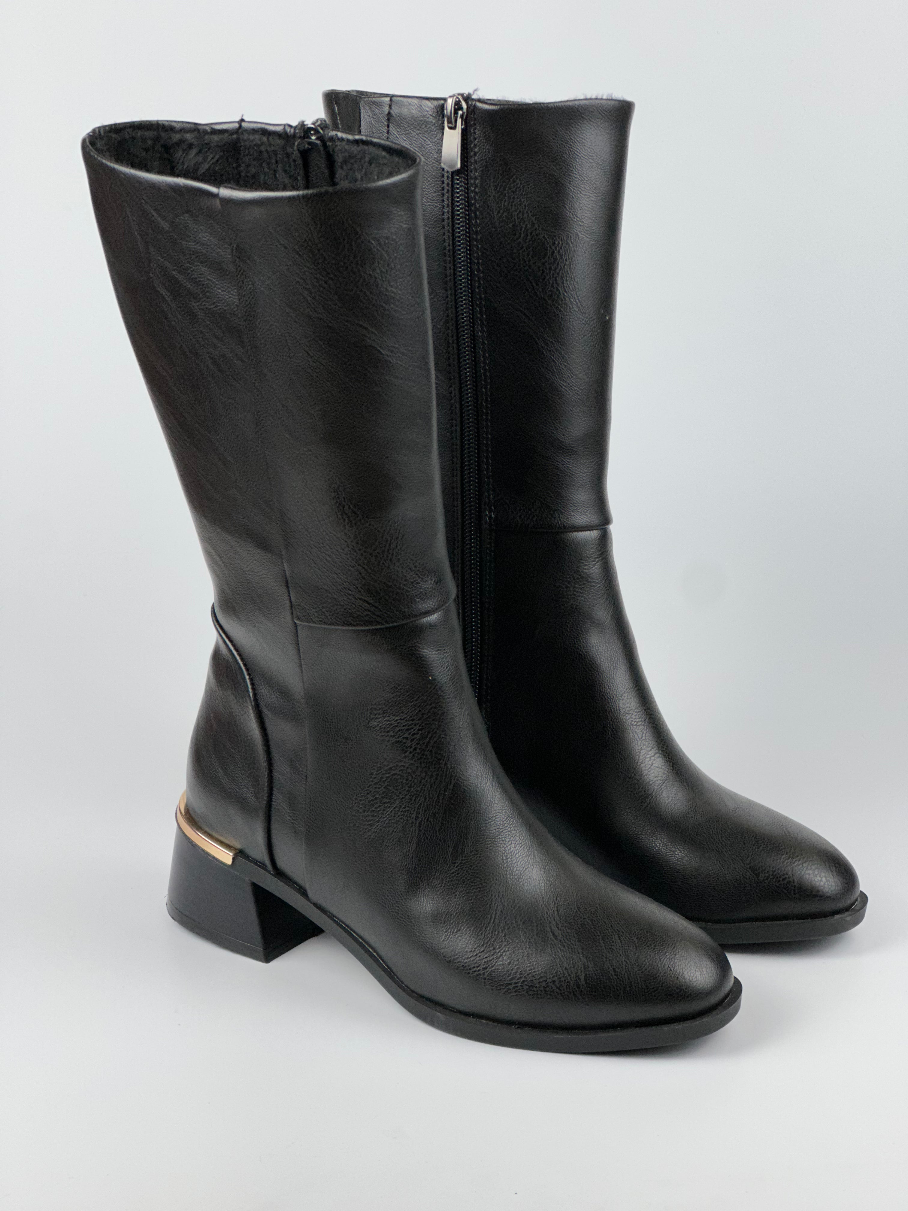 Nova Shine 001 Topuk Detaylı Kadın Çizme