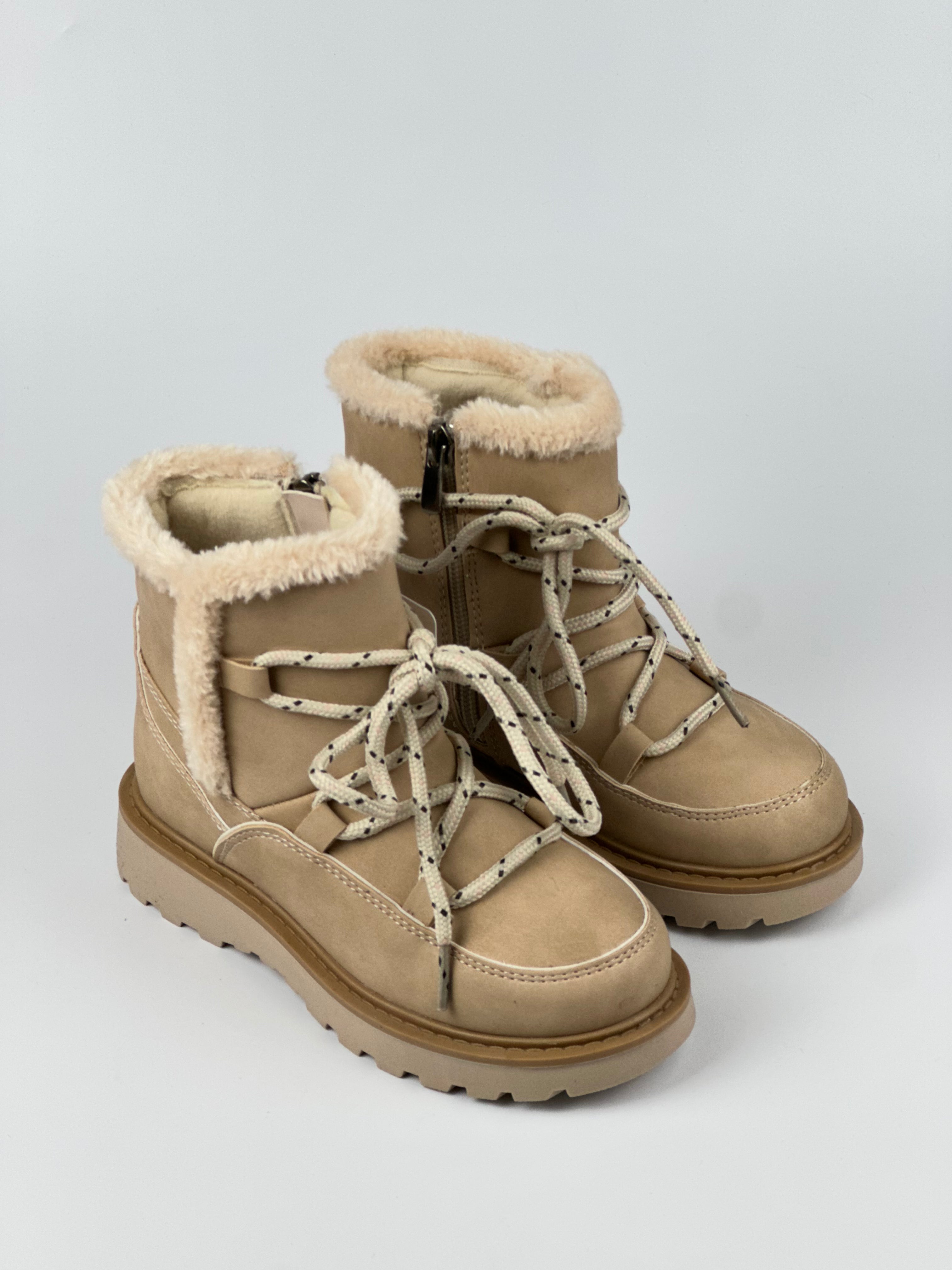 SnowHug Kids – Peluş Astar Detaylı Bej Çocuk Kışlık Bot