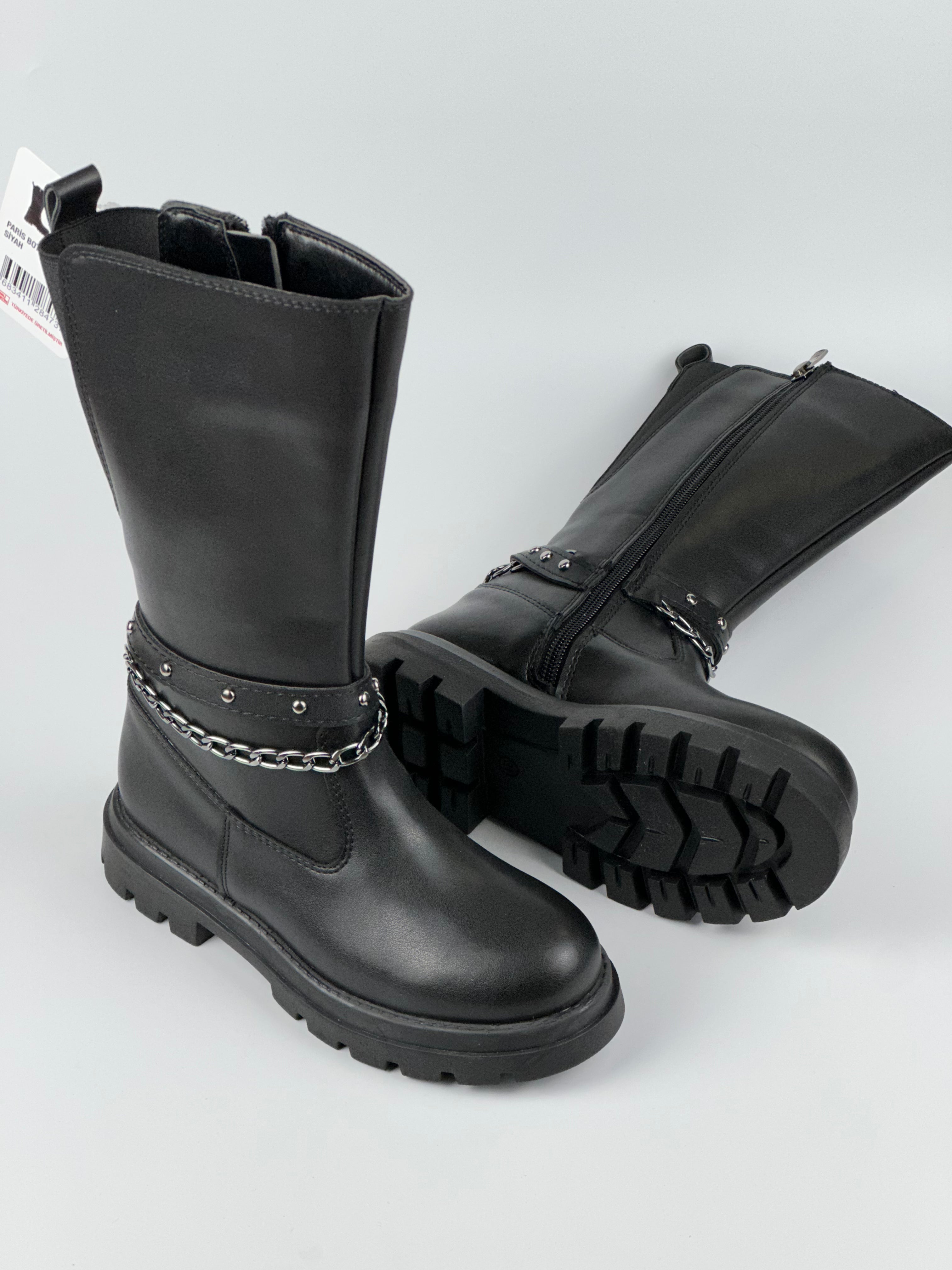 ChainRider – Zincir Detaylı Uzun Siyah Çocuk Bot