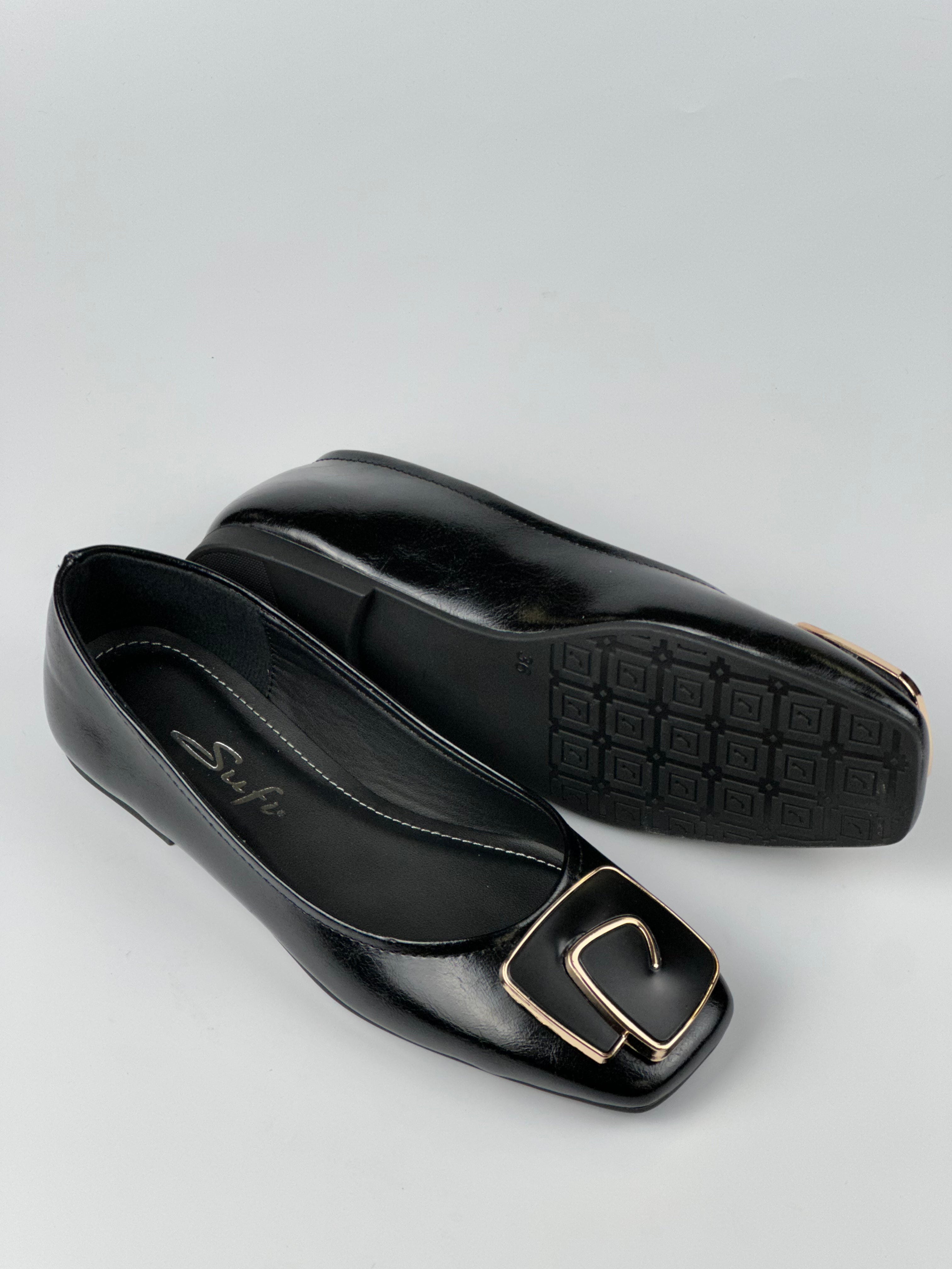 Classy Gold Tokalı Siyah Kadın Babet