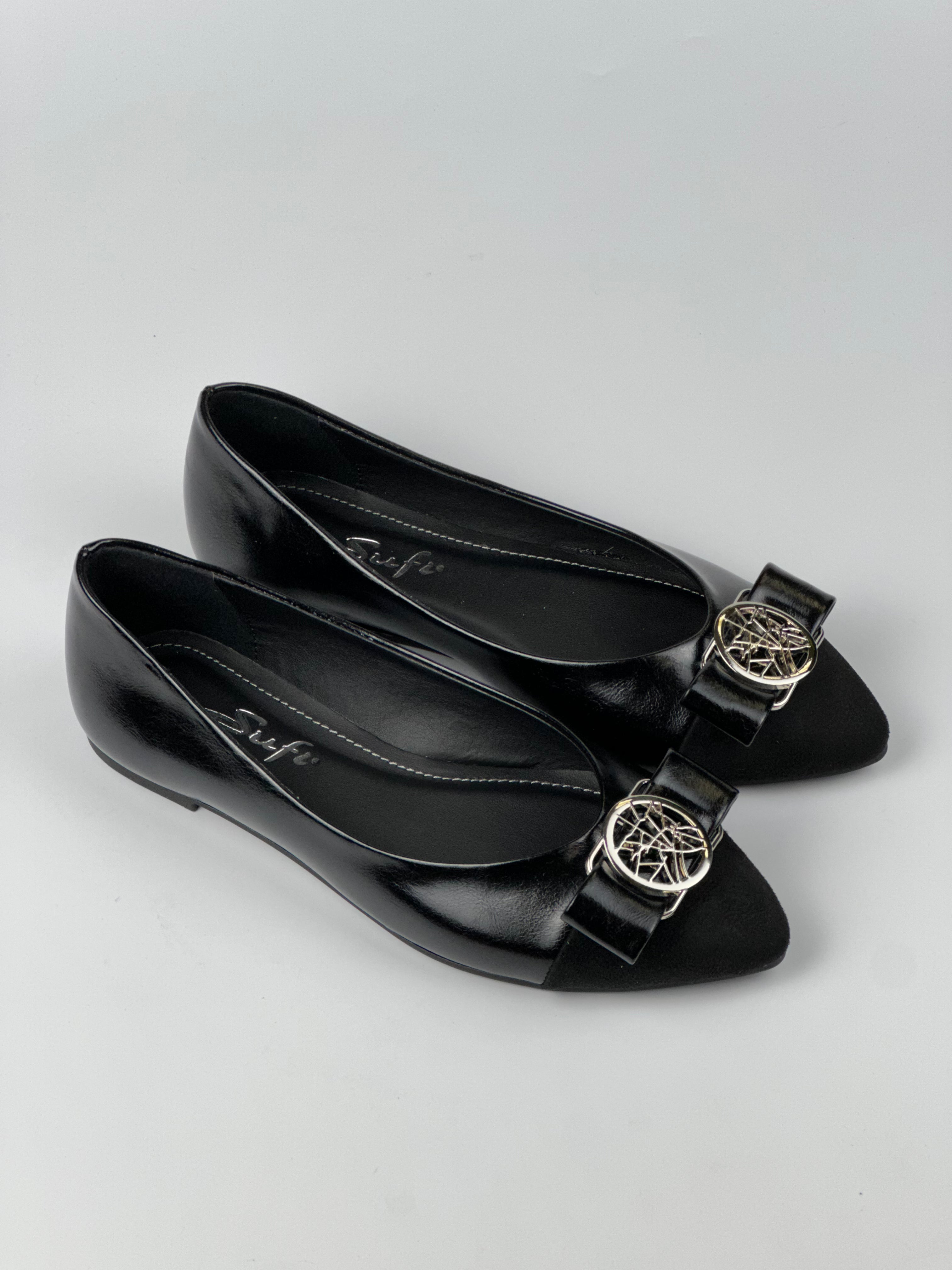 Chic Tokalı Sivri Burun Kahverengi Kadın Babet