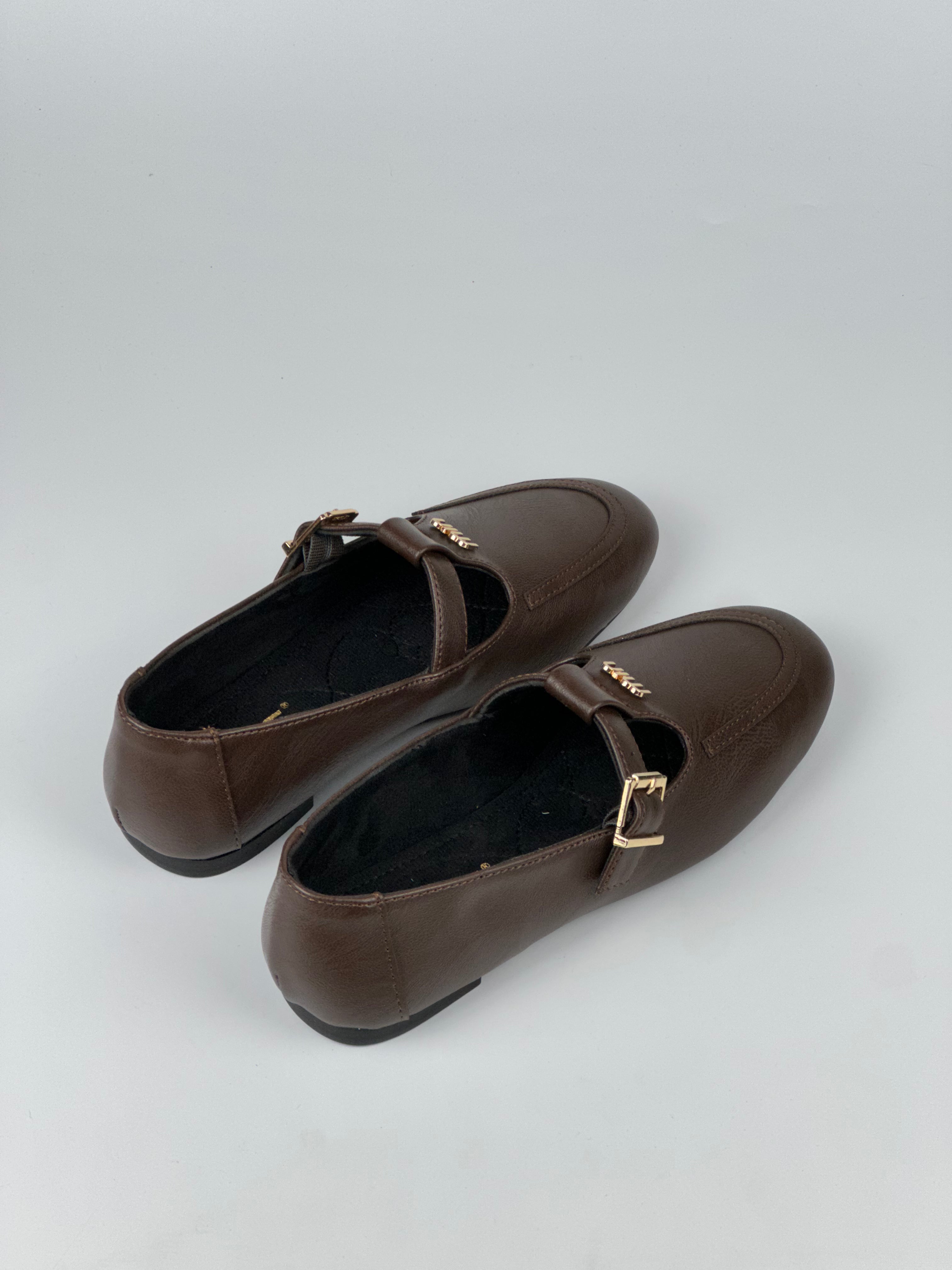 Bella Buckle Tokalı Kahverengi Kadın Babet