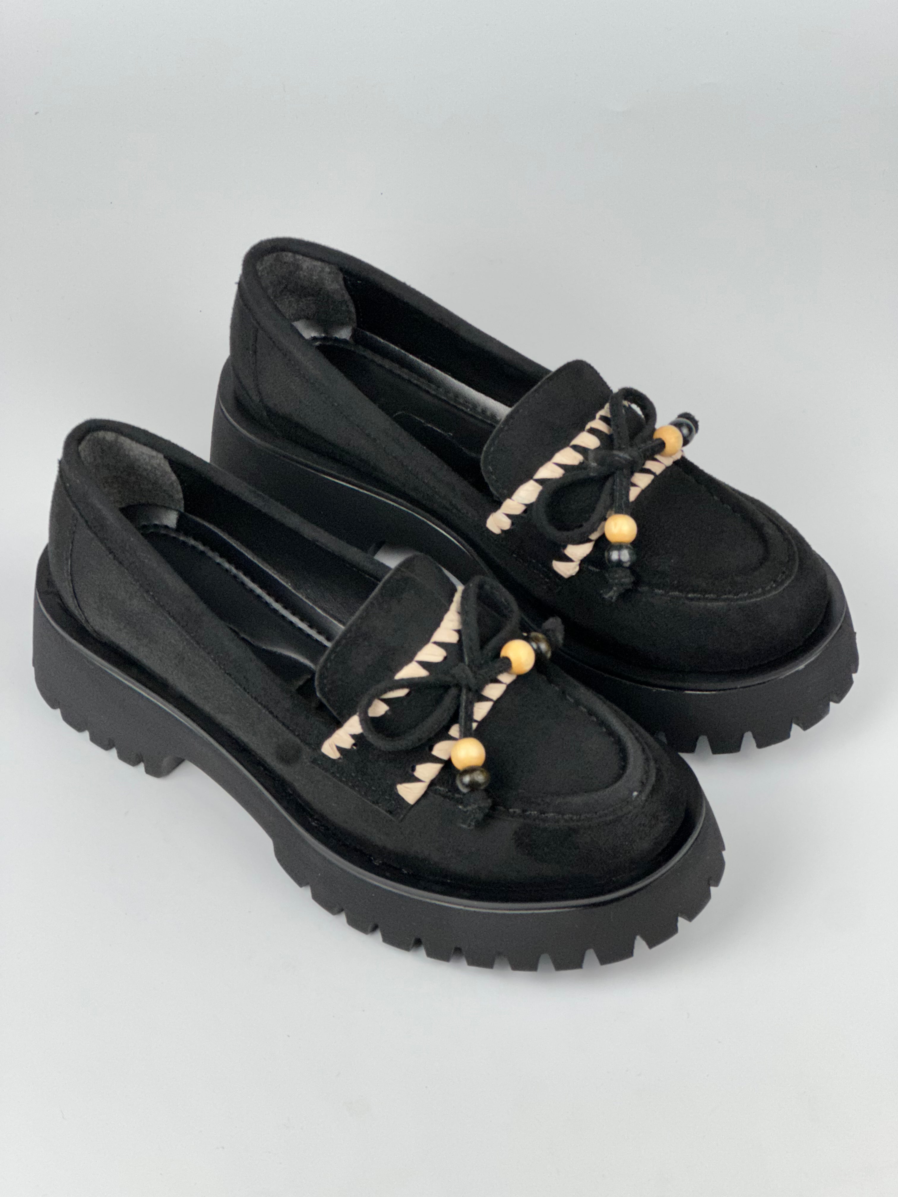 Siena Bead Bağcıklı Süet Kalın Taban Kadın Loafer