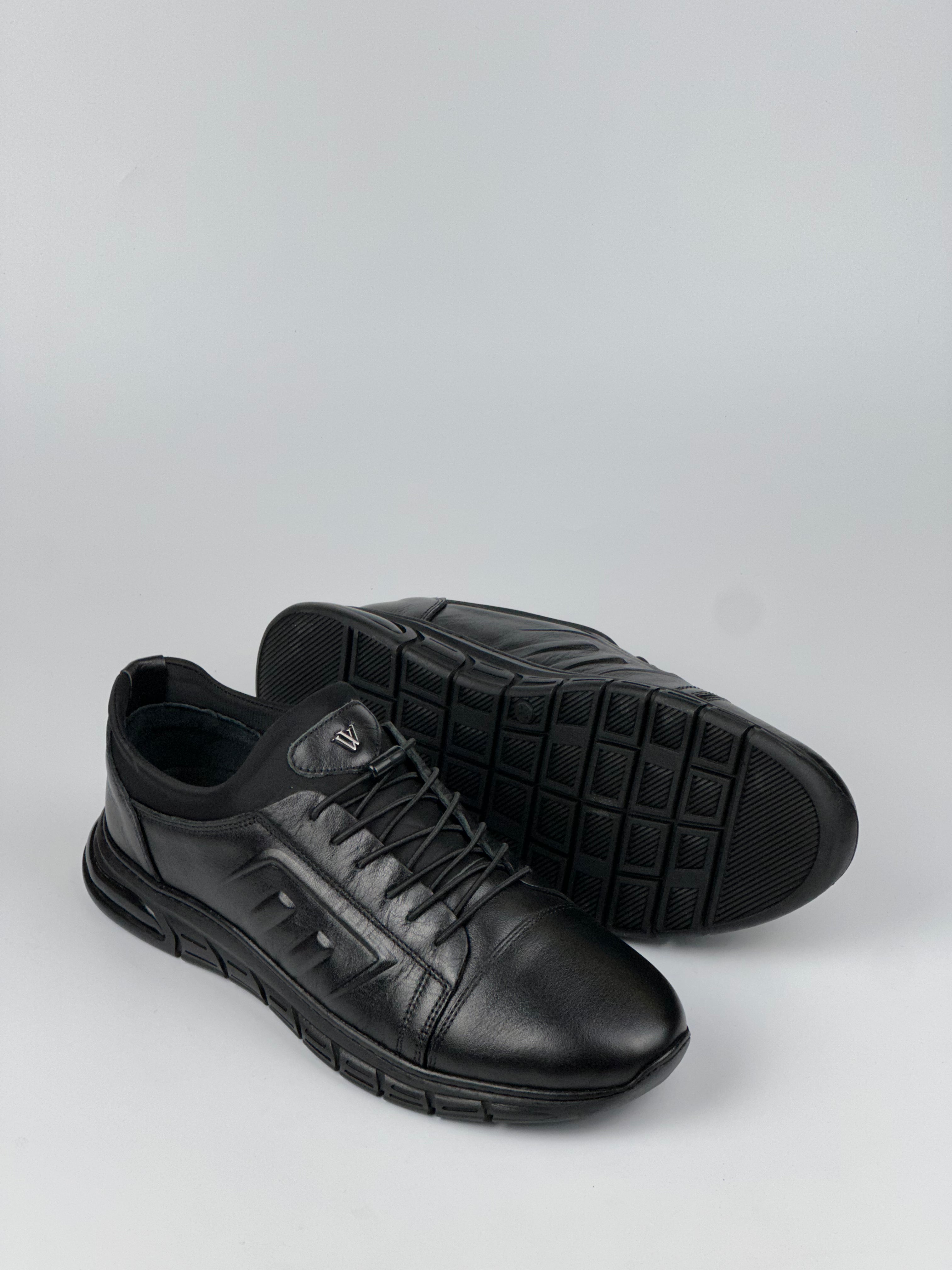 V-Motion Siyah Deri Erkek Günlük Ayakkabı