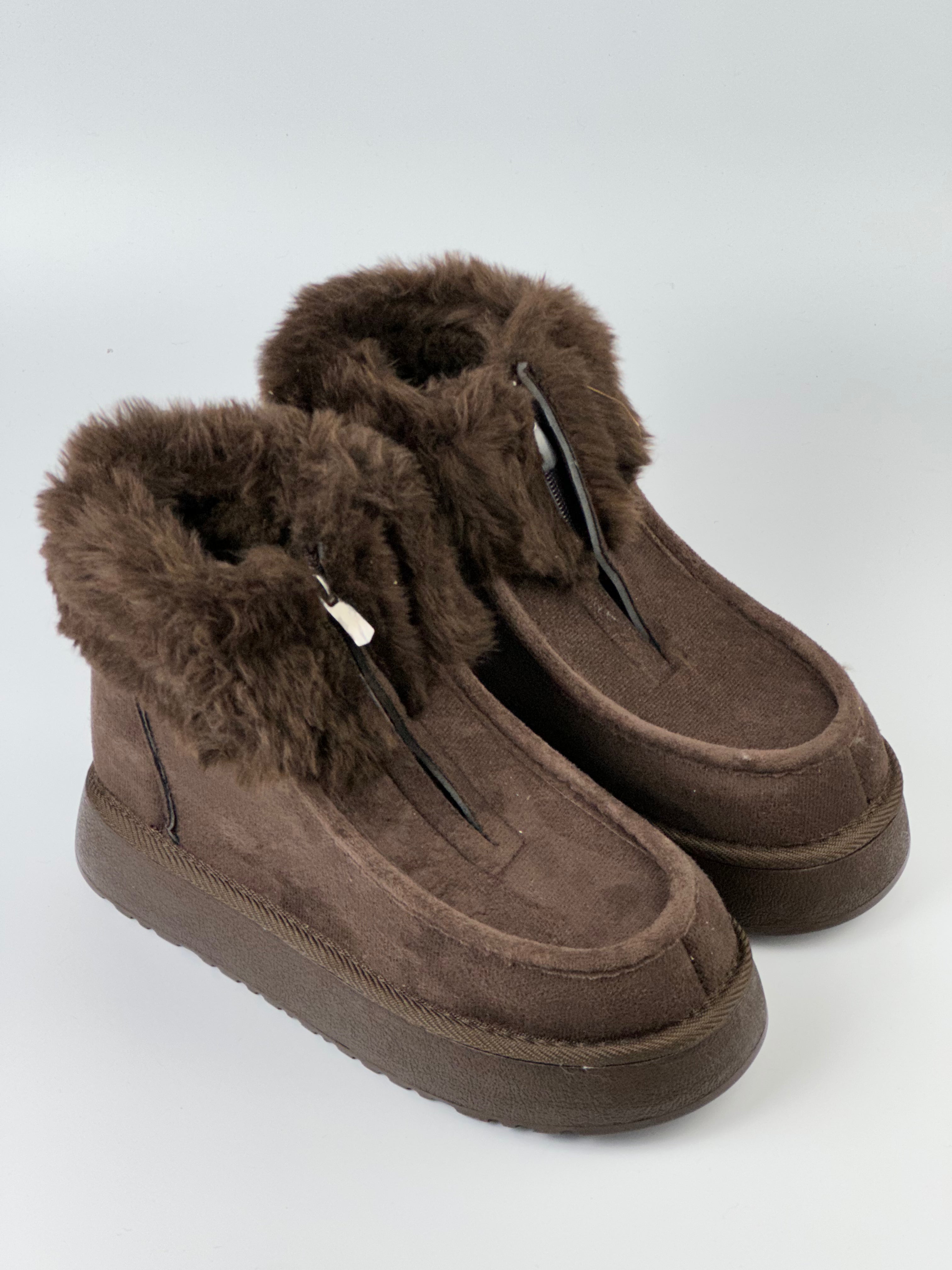 CozyFur Kadın Kürklü Fermuarlı Bot